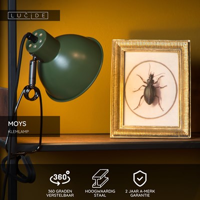 Lucide MOYS - Klemlamp - 1xE27 - Groen